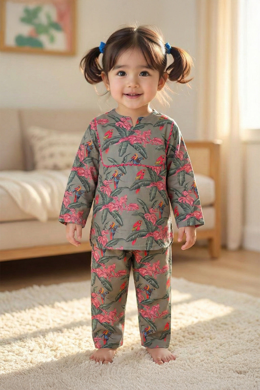 Exotic Tropical Birds Girl’s Sleepwear (1-14 Yrs)