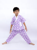 Purple Dino Roar Kimono-Style Nightwear Set