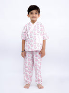 Pink Llama Dreams Kimono-Style Night Suit Set
