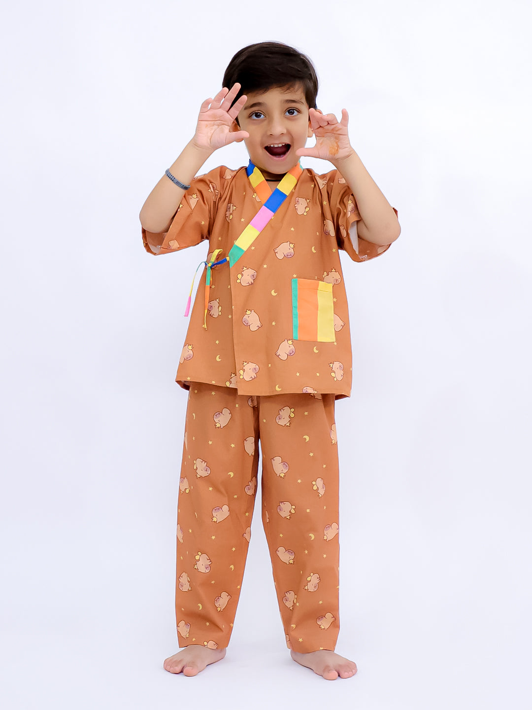Teddy Dreams Kimono Style Pajama Set