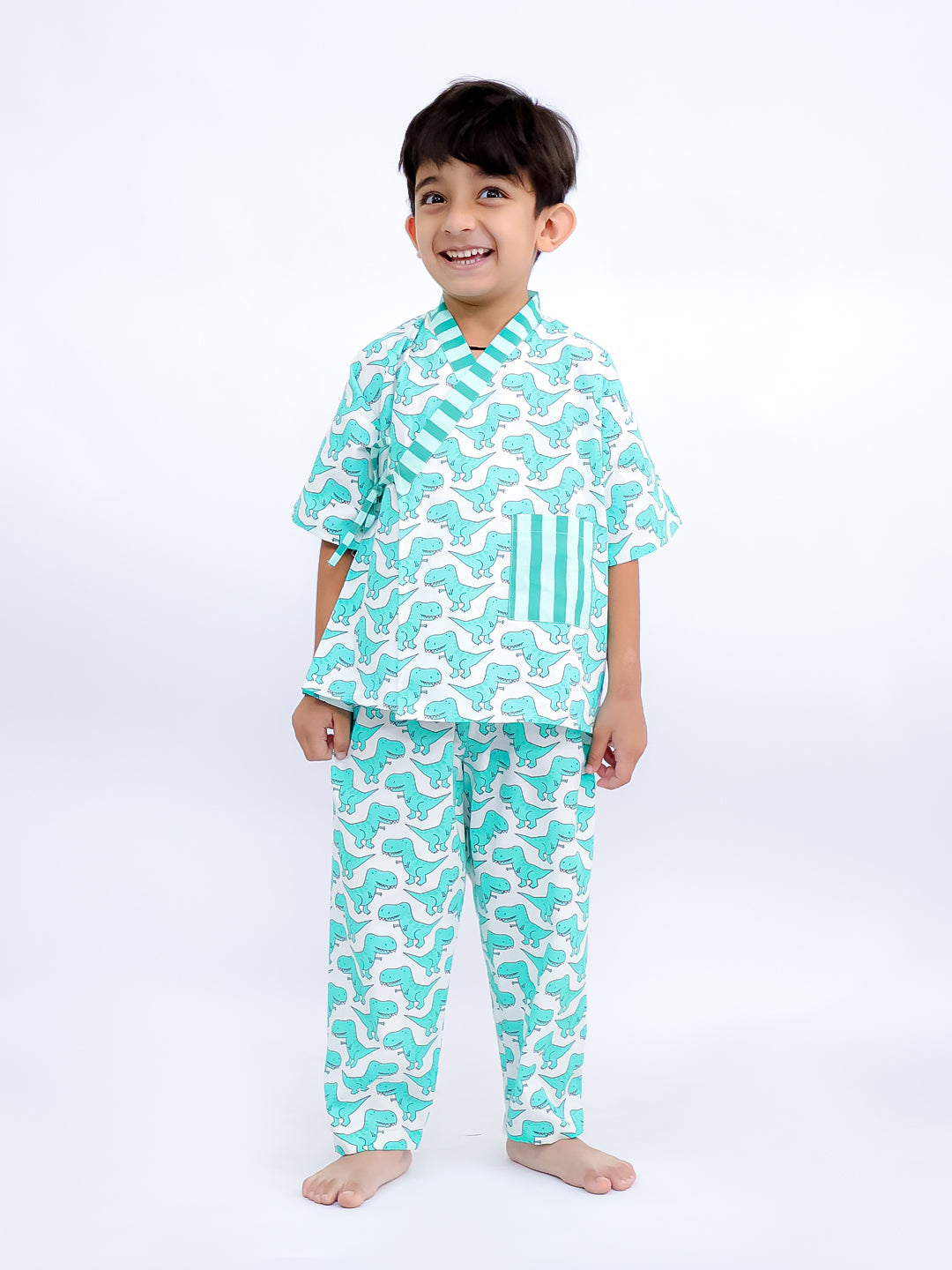 Dino Adventure Kimono Style Pajama Set