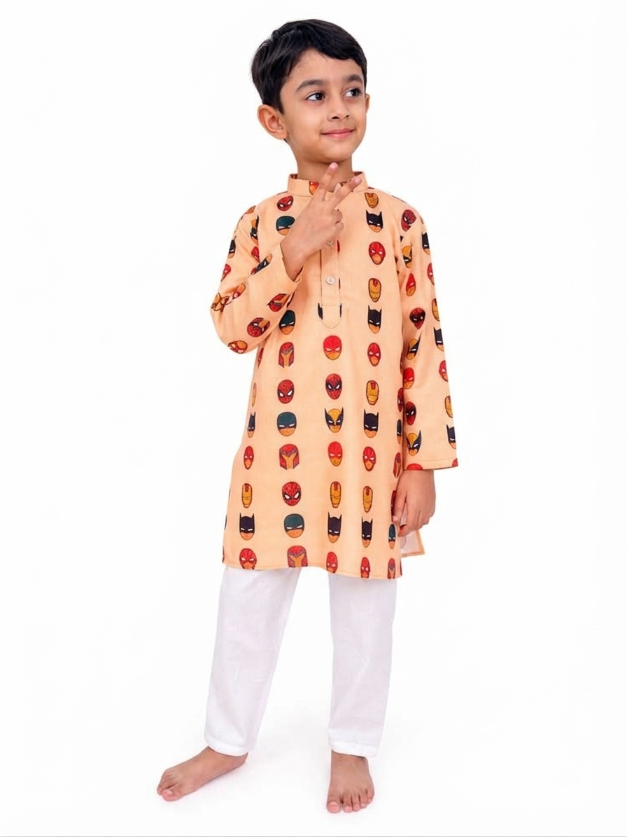 Superheroes Print Pajama Kurta Set