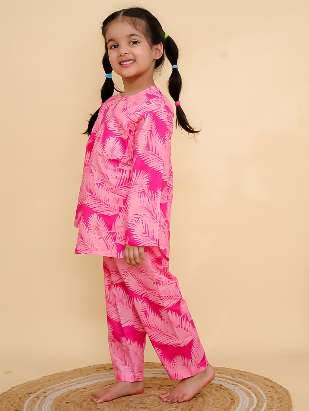 Pink Palm Cotton Co-ord Set