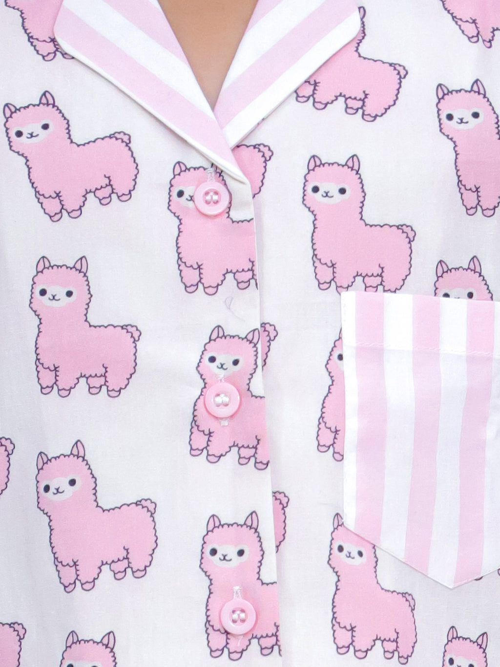 Pink Llama Dreams Cotton Night Suit Set