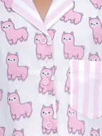 Pink Llama Dreams Cotton Night Suit Set