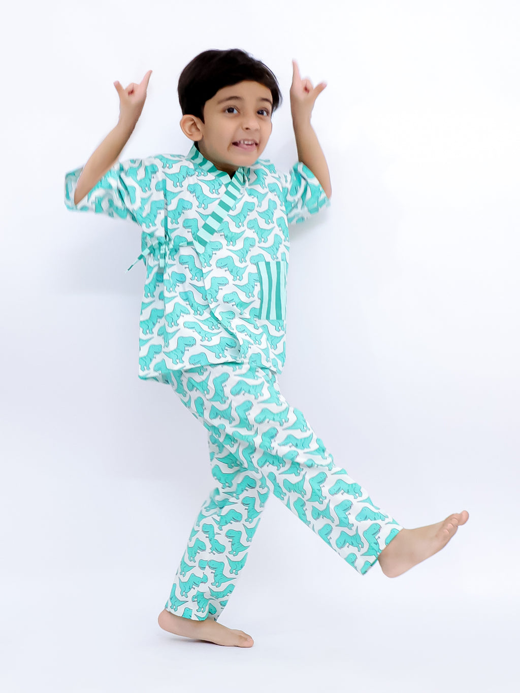 Dino Adventure Kimono Style Pajama Set
