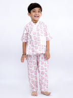 Pink Llama Dreams Kimono-Style Night Suit Set
