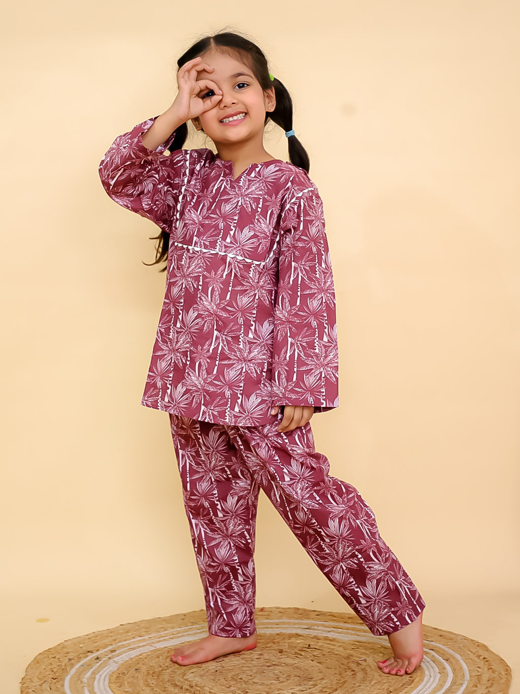 Wine Leaf Cotton Co-ord Set