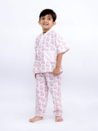 Pink Llama Dreams Kimono-Style Night Suit Set