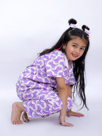 Purple Dino Roar Cotton Night Suit Set