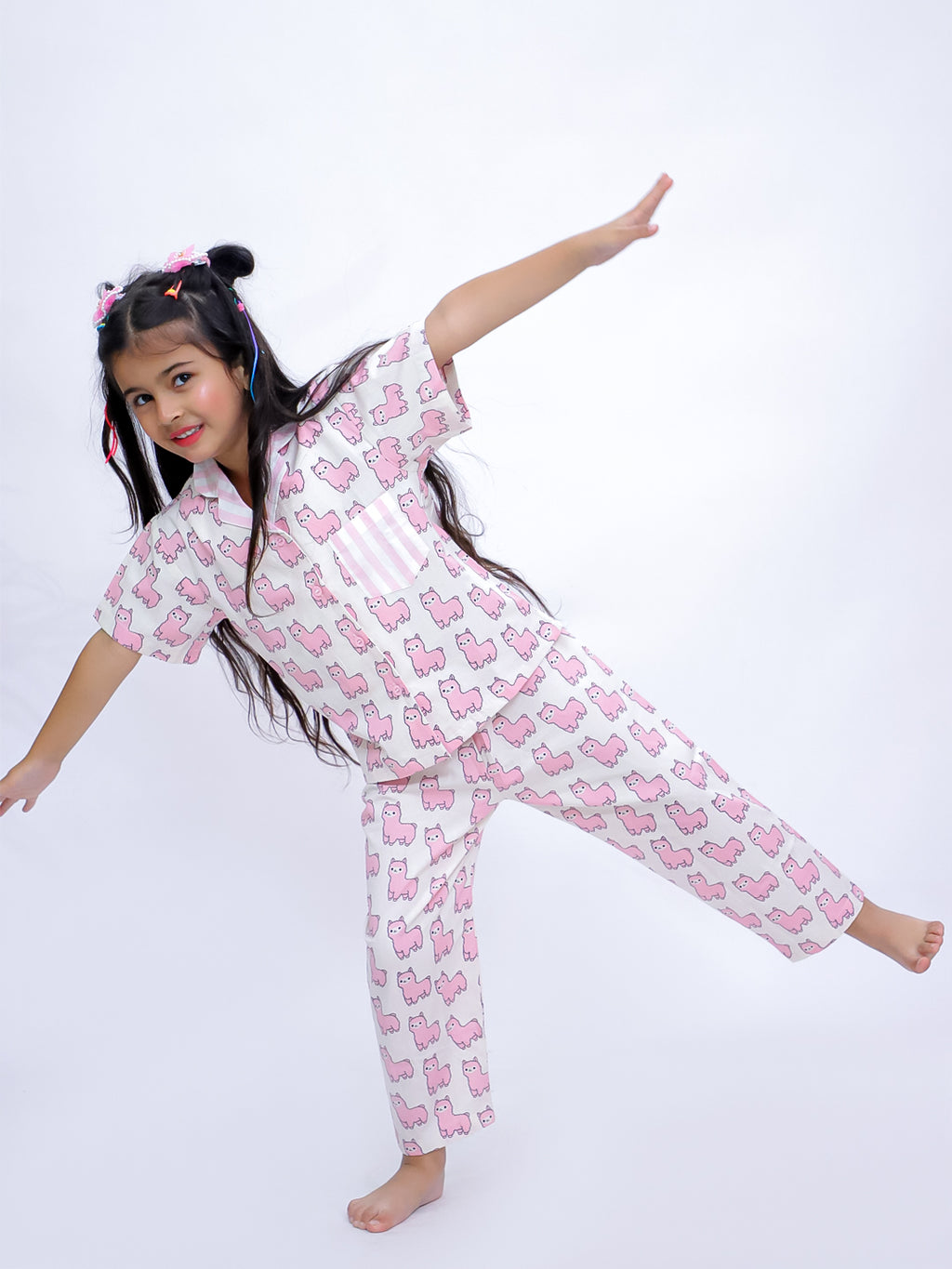 Pink Llama Dreams Cotton Night Suit Set