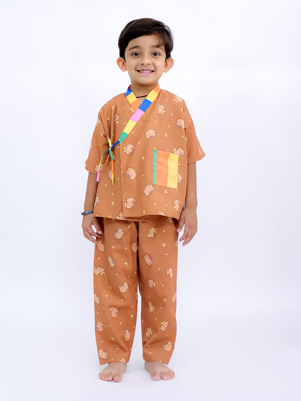 Teddy Dreams Kimono Style Pajama Set
