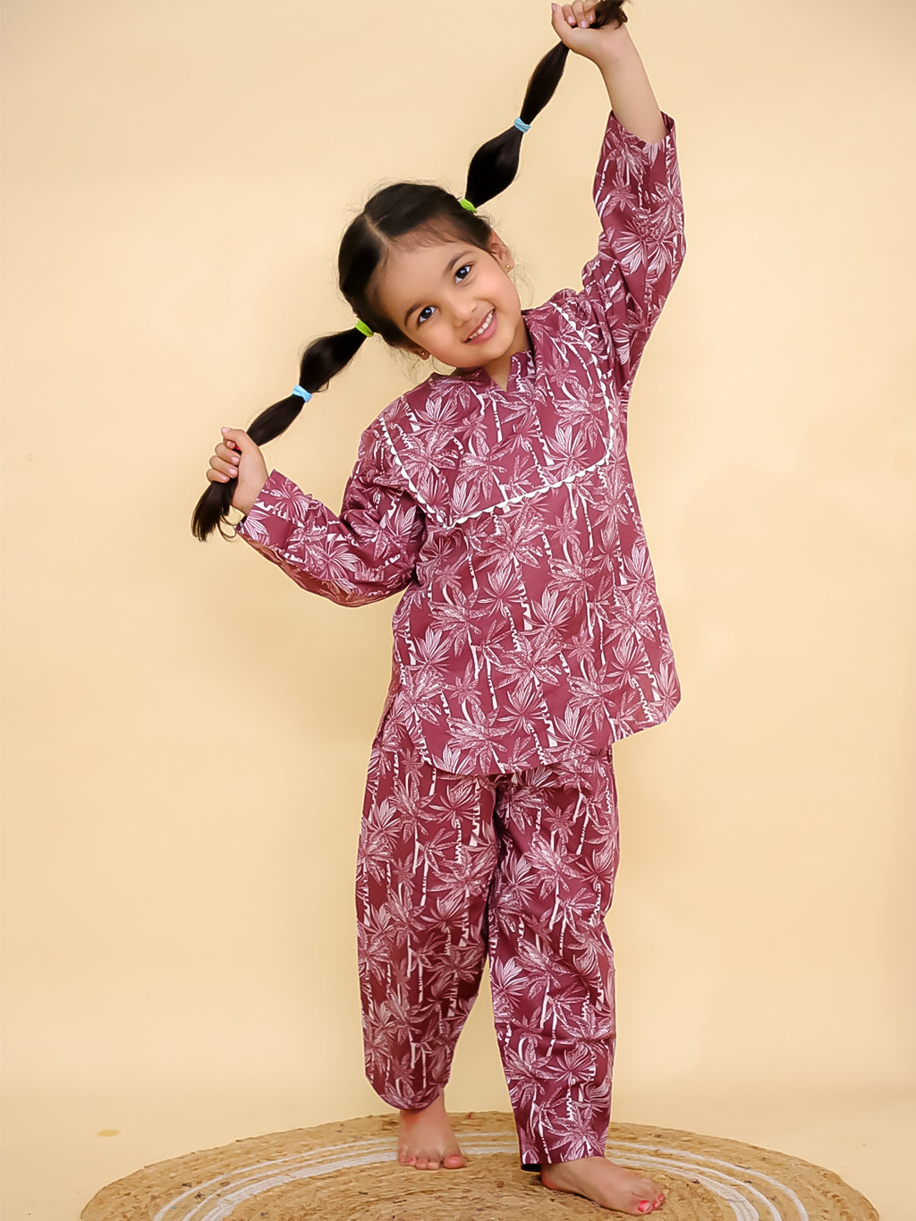 Wine Leaf Cotton Co-ord Set