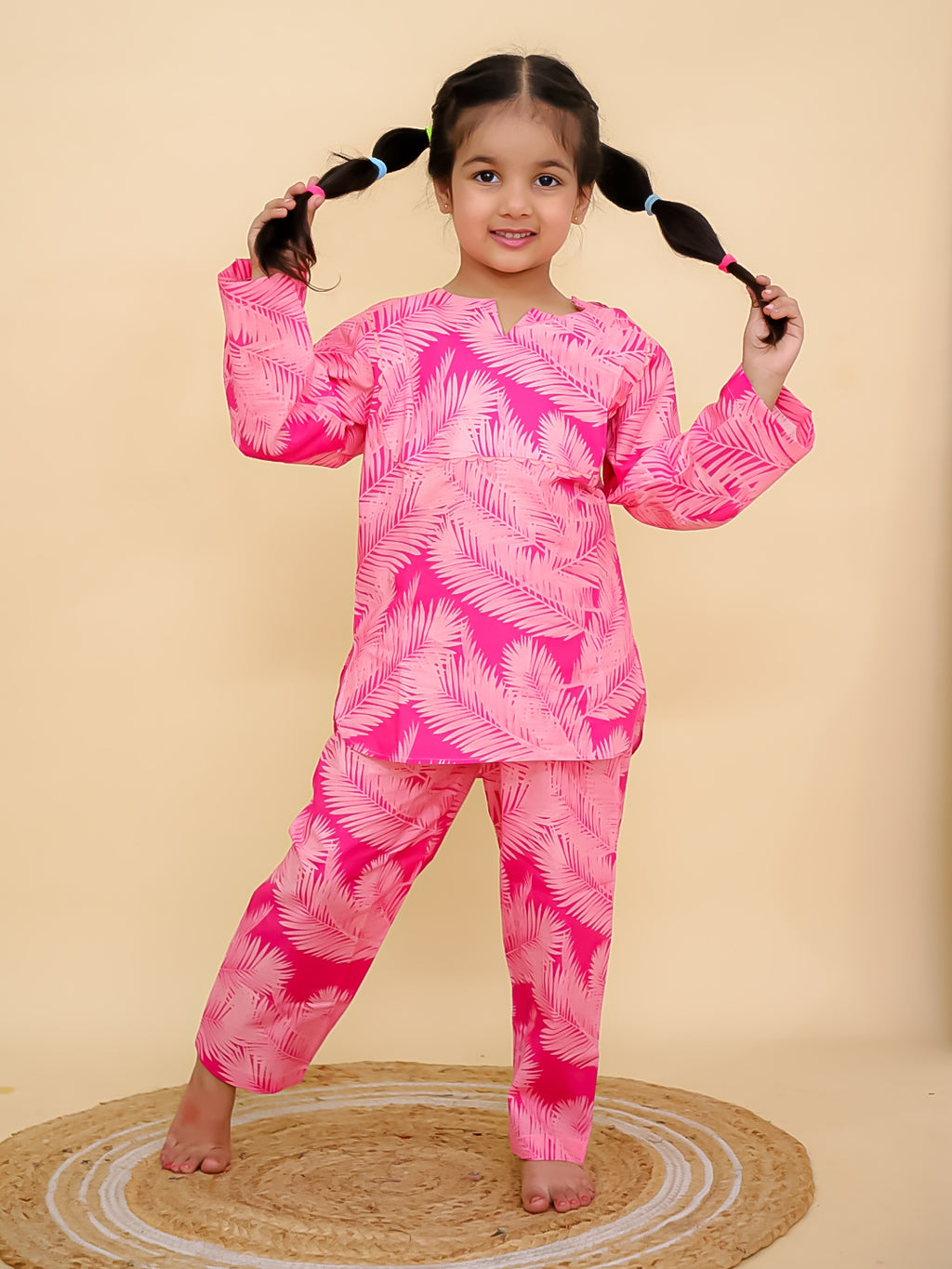 Pink Palm Cotton Co-ord Set