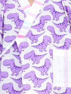 Purple Dino Roar Kimono-Style Nightwear Set