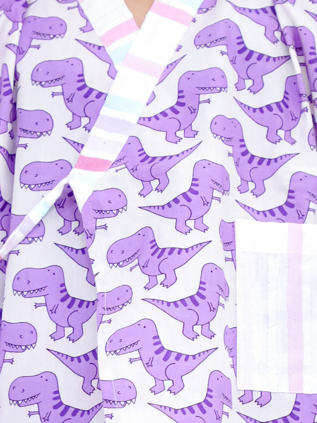 Purple Dino Roar Kimono-Style Nightwear Set