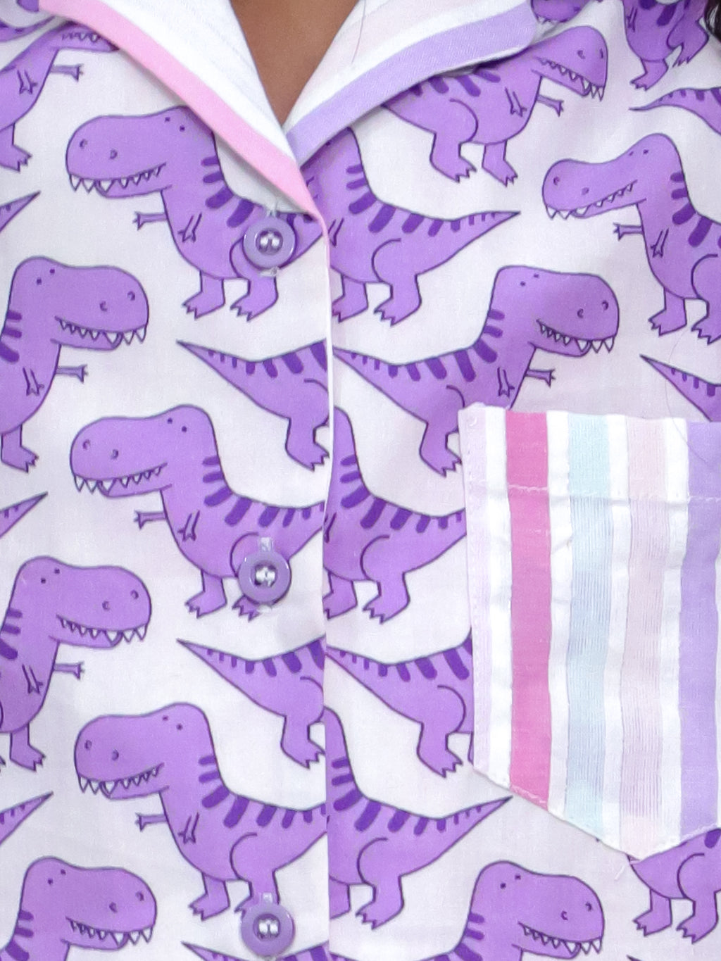 Purple Dino Roar Cotton Night Suit Set