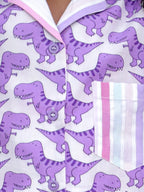Purple Dino Roar Cotton Night Suit Set