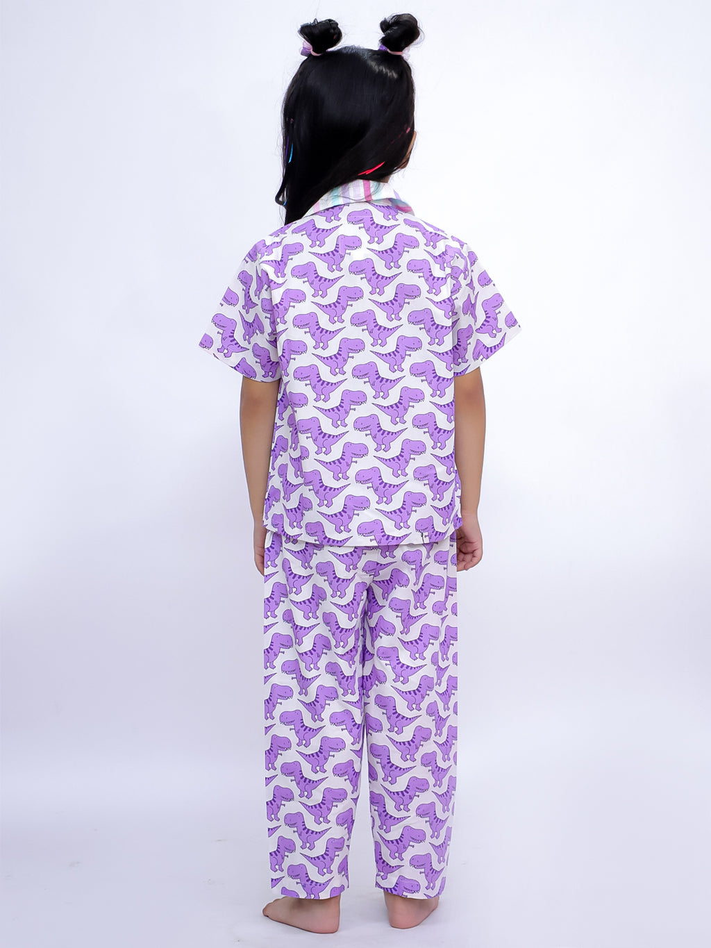 Purple Dino Roar Cotton Night Suit Set
