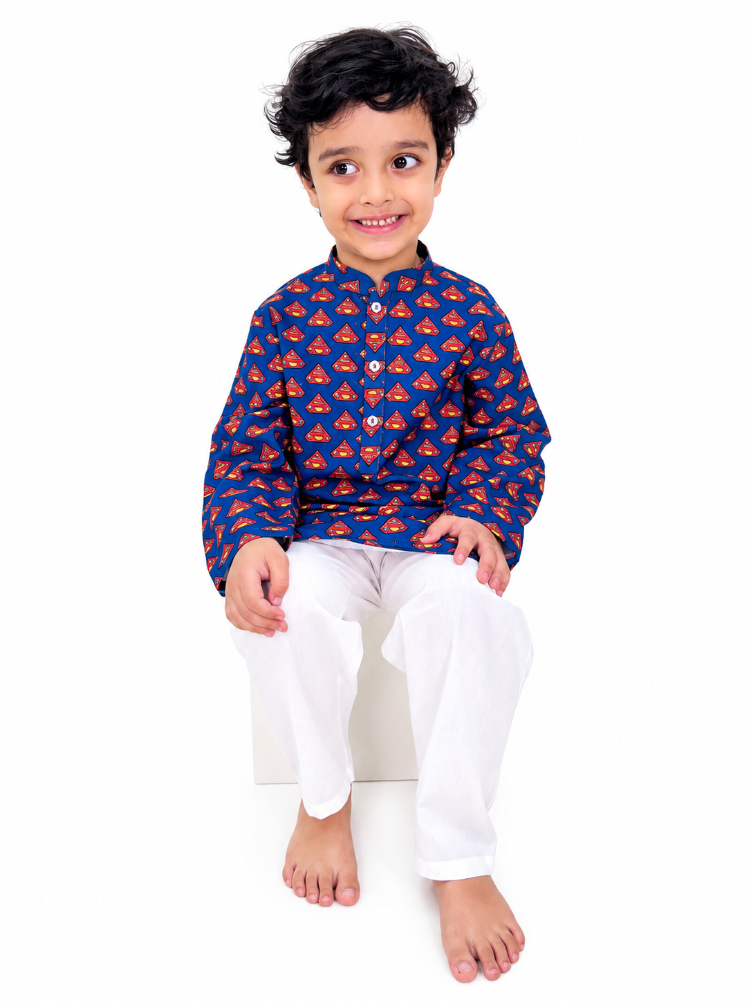 Superman Print Pajama Kurta Set