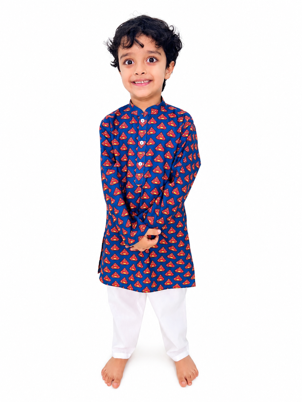 Superman Print Pajama Kurta Set