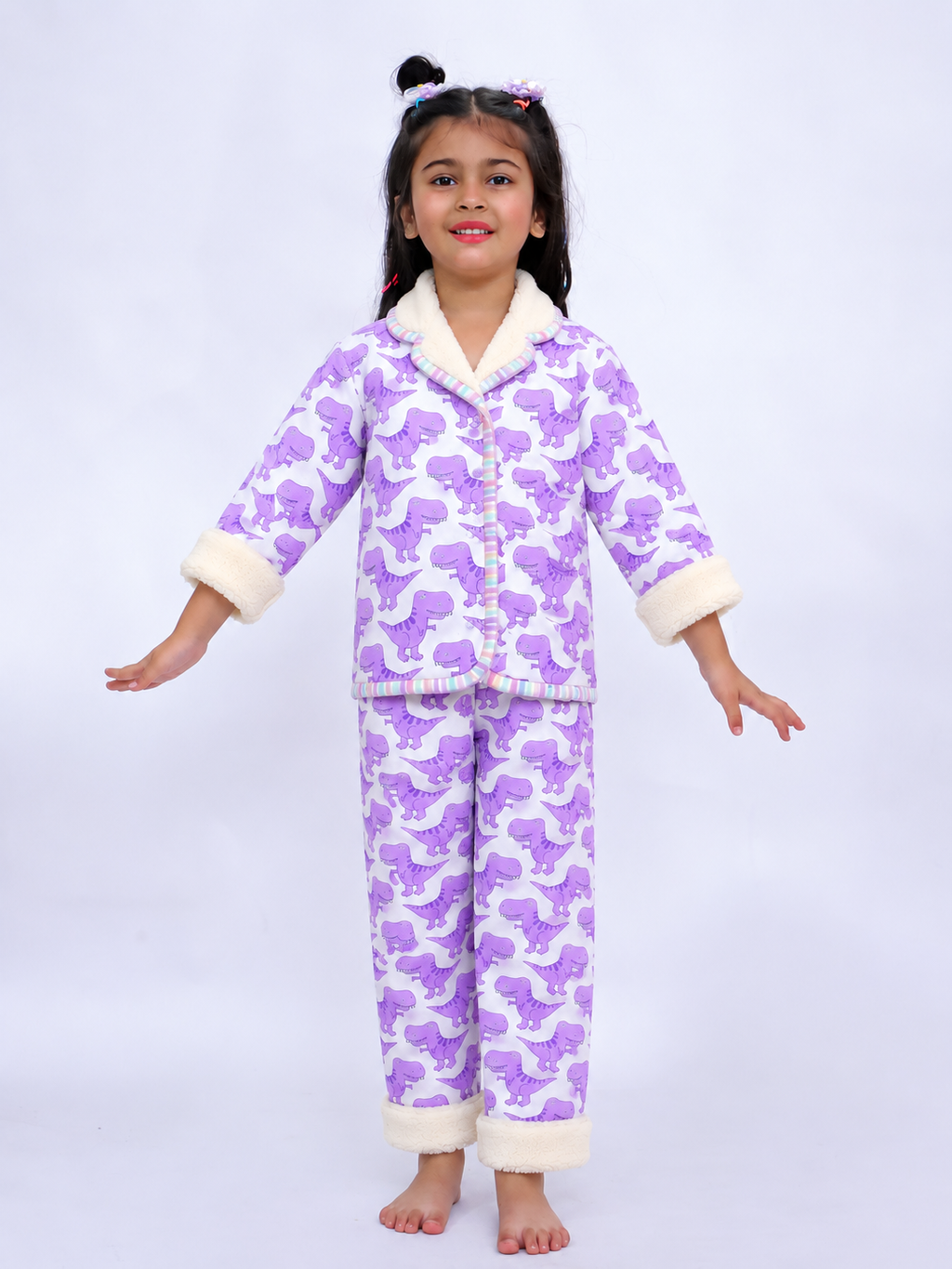 Purple Dino Roar Warm Sherpa Nightwear Pj Set (Copy)