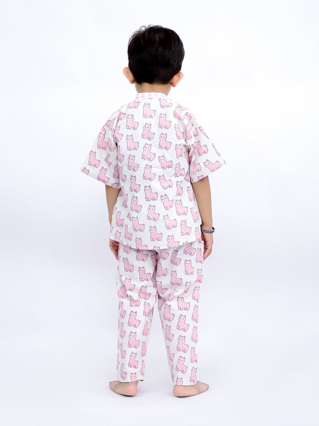 Pink Llama Dreams Kimono-Style Night Suit Set