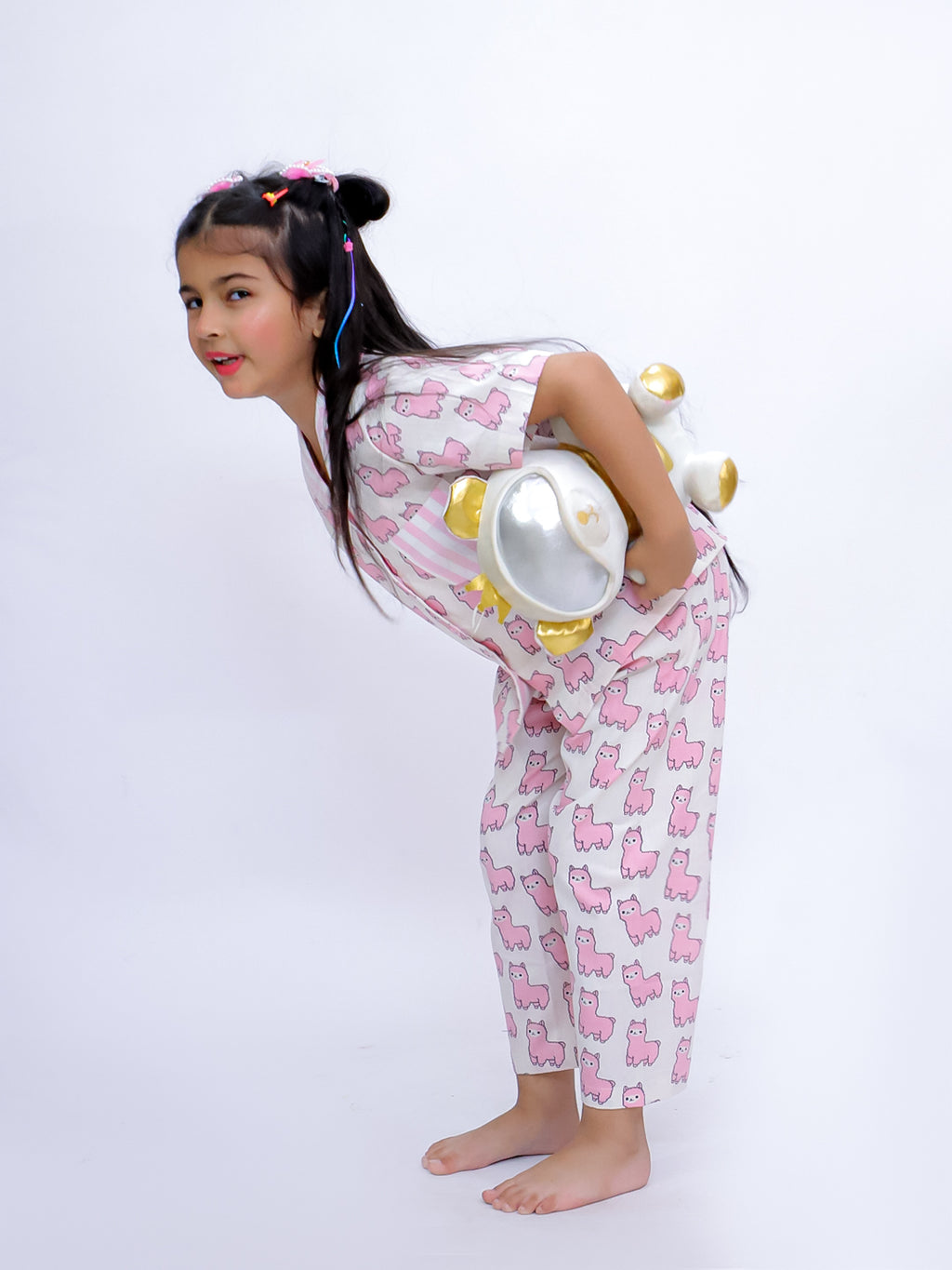 Pink Llama Dreams Cotton Night Suit Set