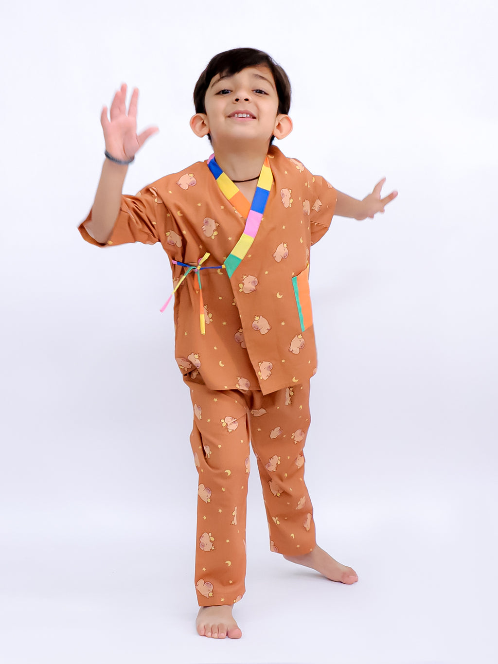 Teddy Dreams Kimono Style Pajama Set