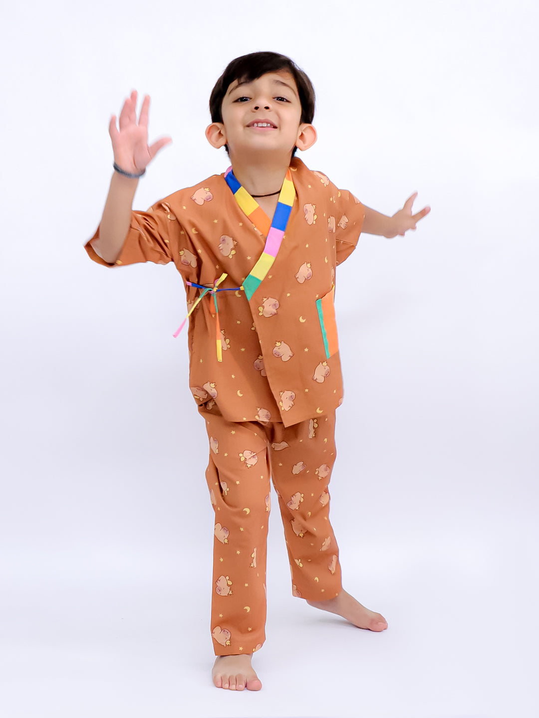 Teddy Dreams Kimono Style Pajama Set