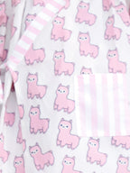 Pink Llama Dreams Kimono-Style Night Suit Set
