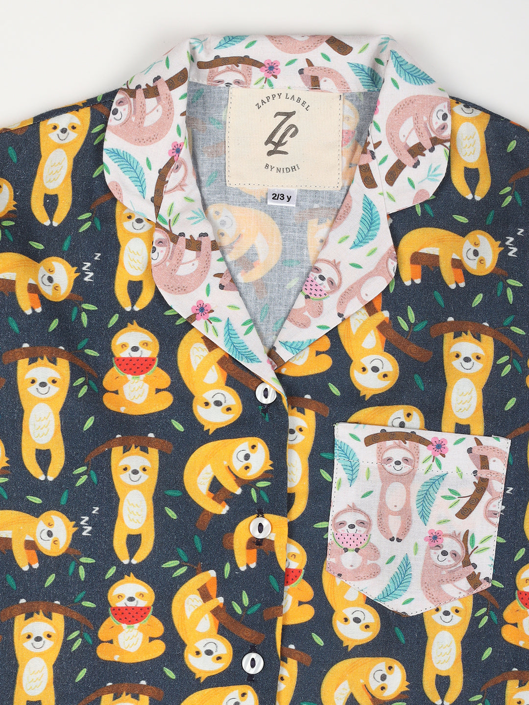 It’s A Sloth ! Printed Nightwear Pj Set