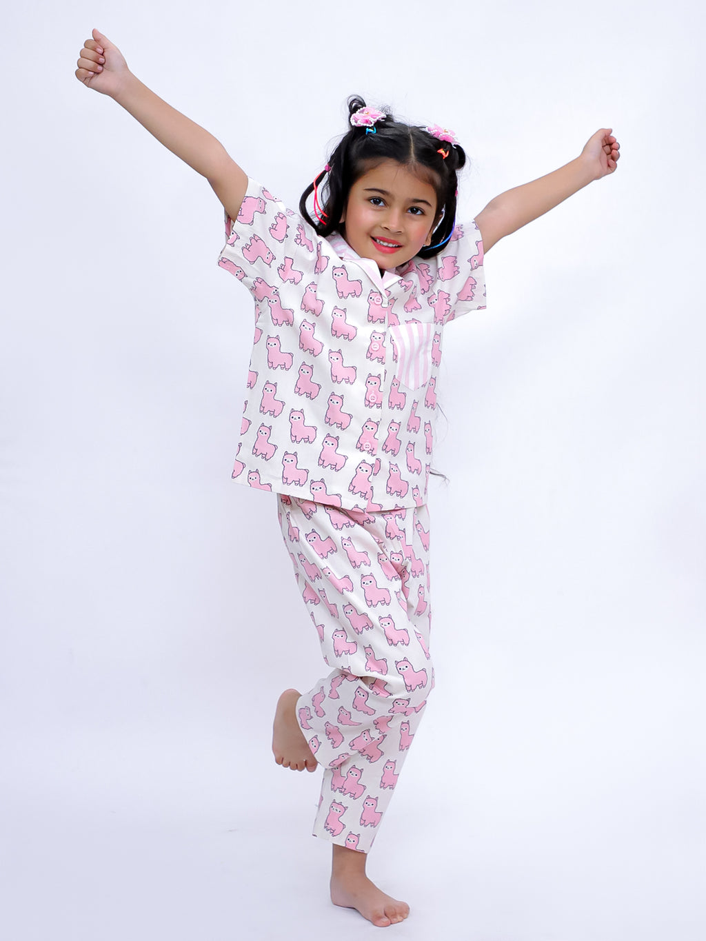 Pink Llama Dreams Cotton Night Suit Set