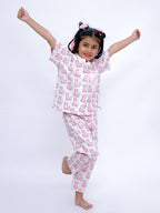 Pink Llama Dreams Cotton Night Suit Set