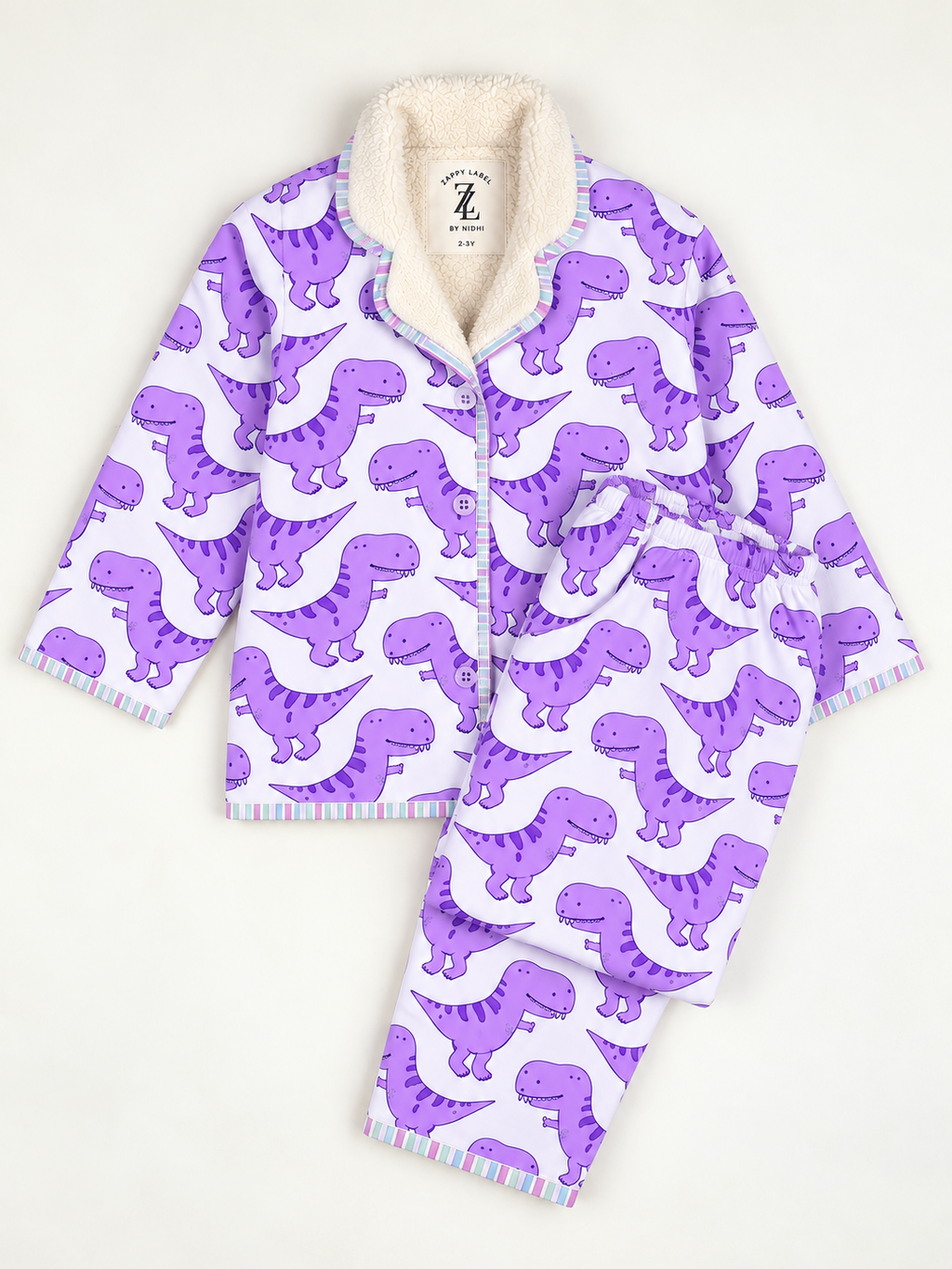 Purple Dino Roar Warm Sherpa Nightwear Pj Set (Copy)