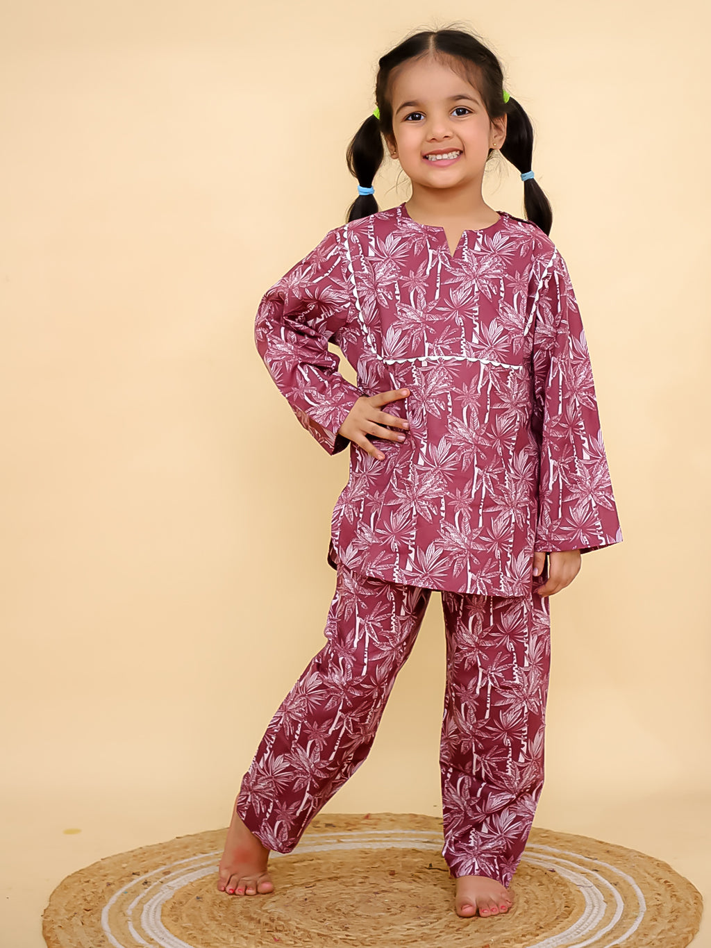 Wine Leaf Cotton Co-ord Set