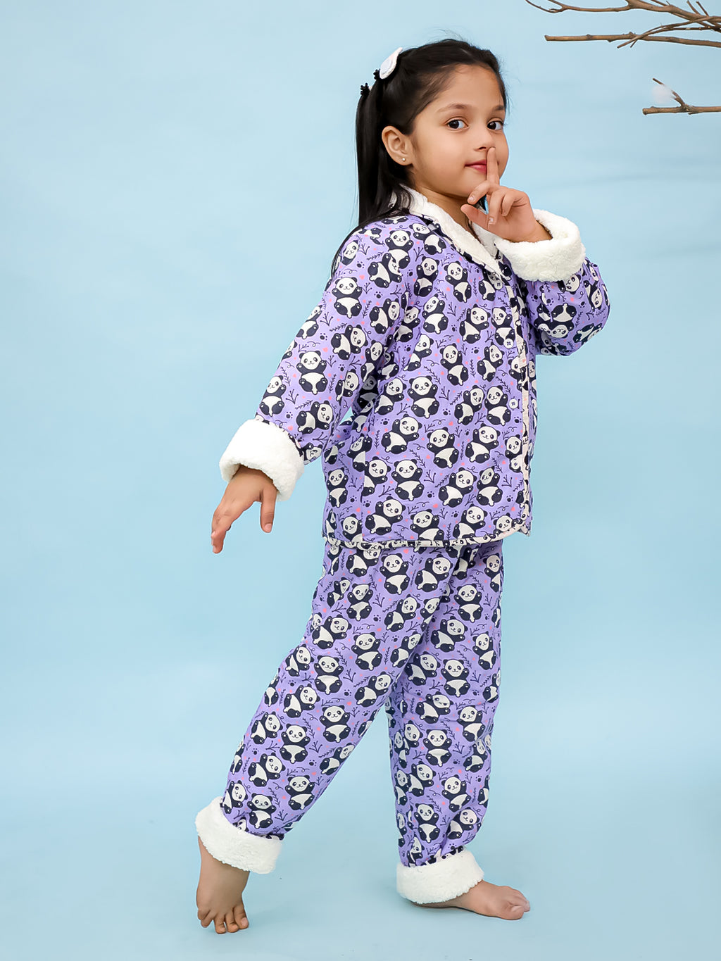 Panda Art Warm Sherpa Nightwear Pj Set