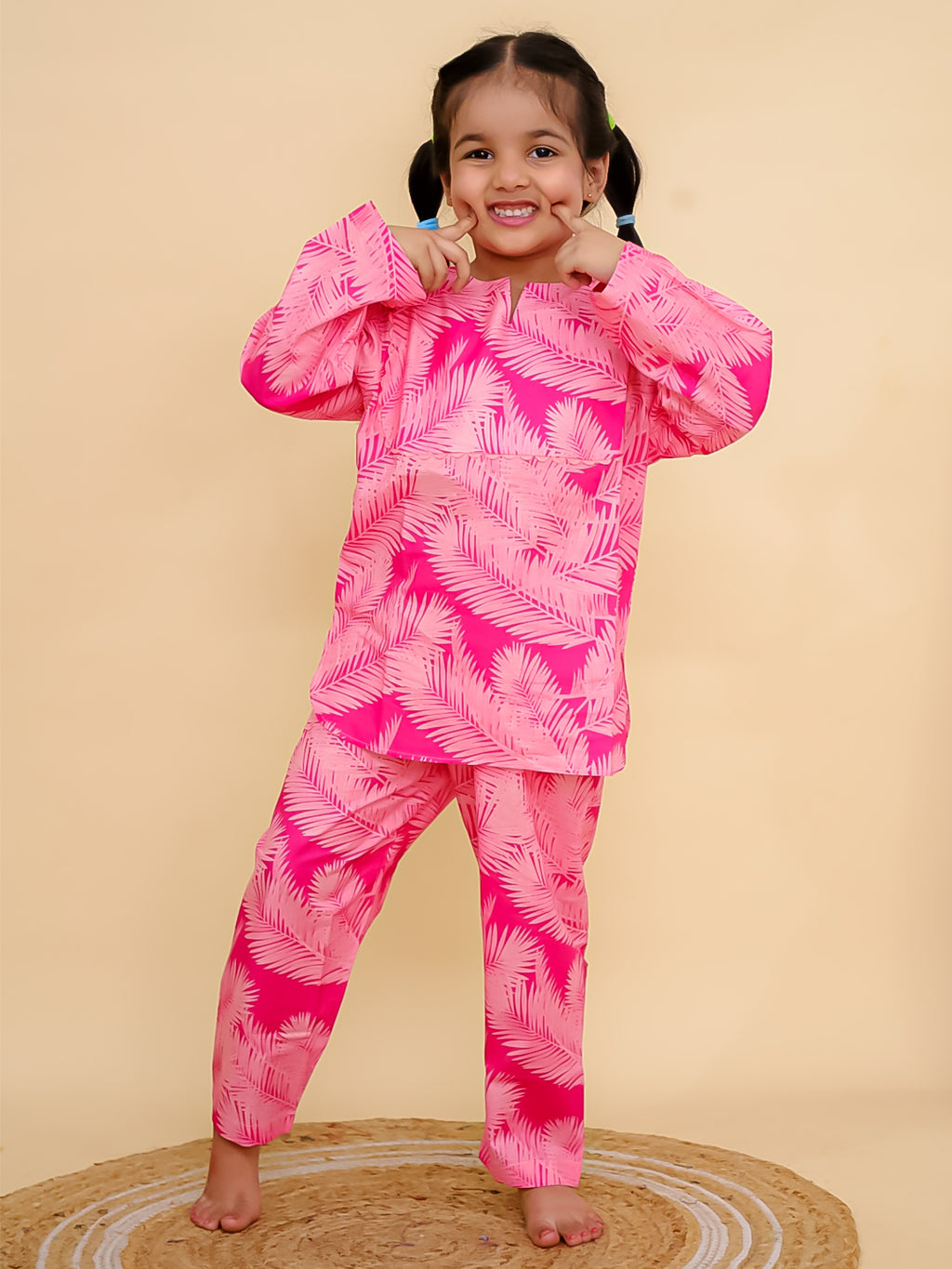 Pink Palm Cotton Co-ord Set