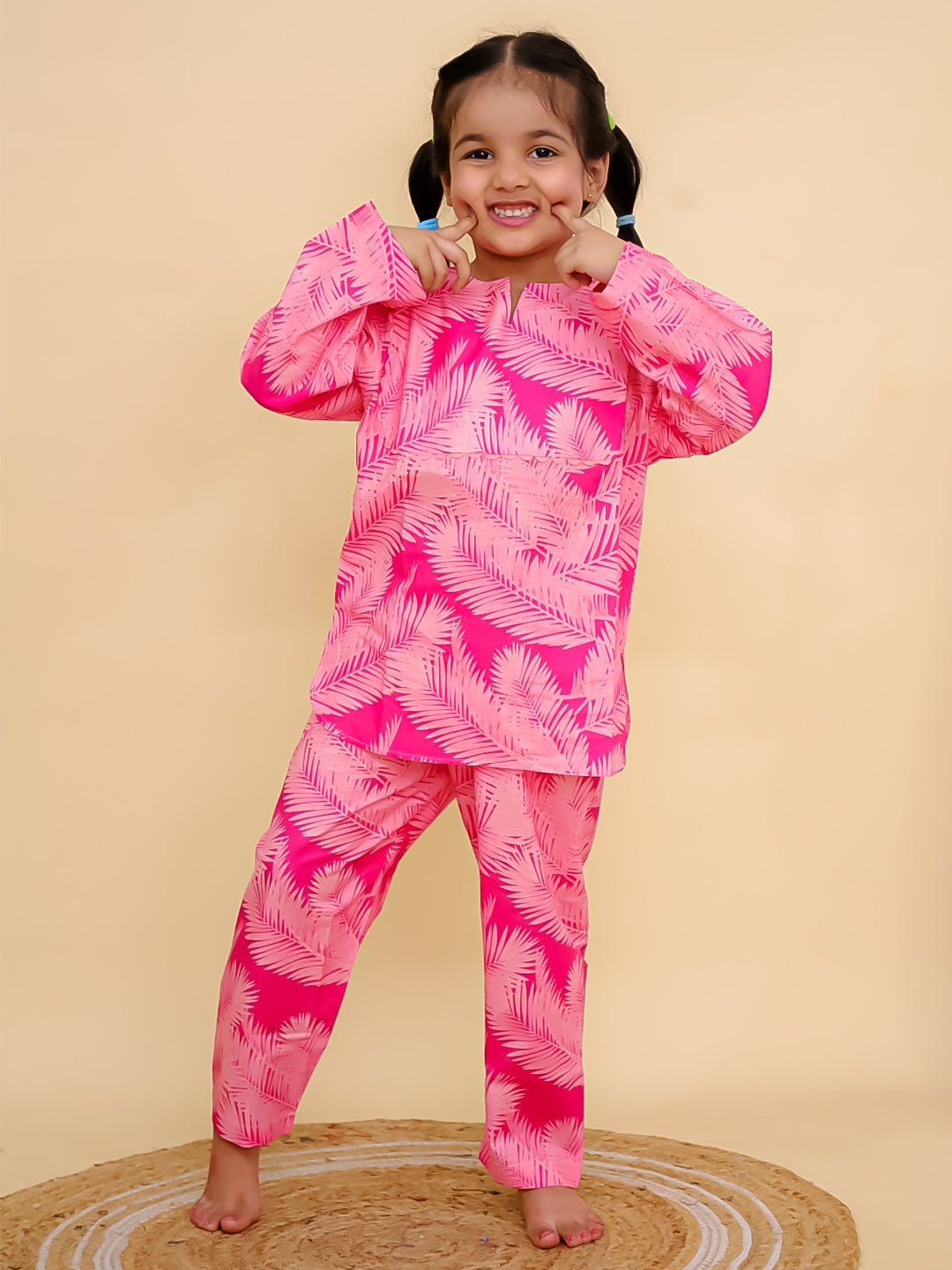 Pink Palm Cotton Co-ord Set