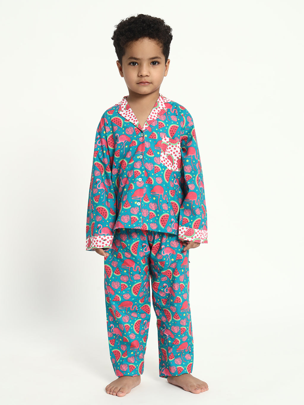 Flamingo print Cotton Kids Night Suit