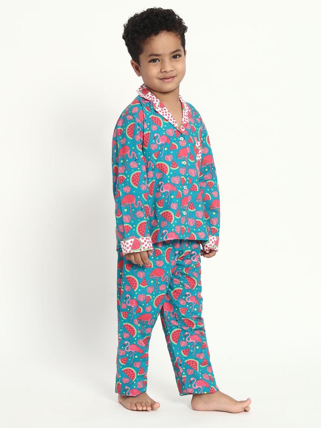 Flamingo print Cotton Kids Night Suit