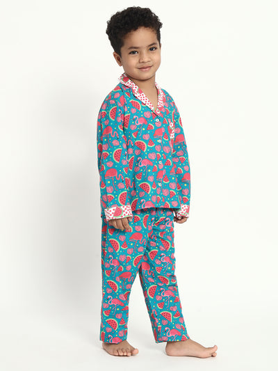 Flamingo print Cotton Kids Night Suit