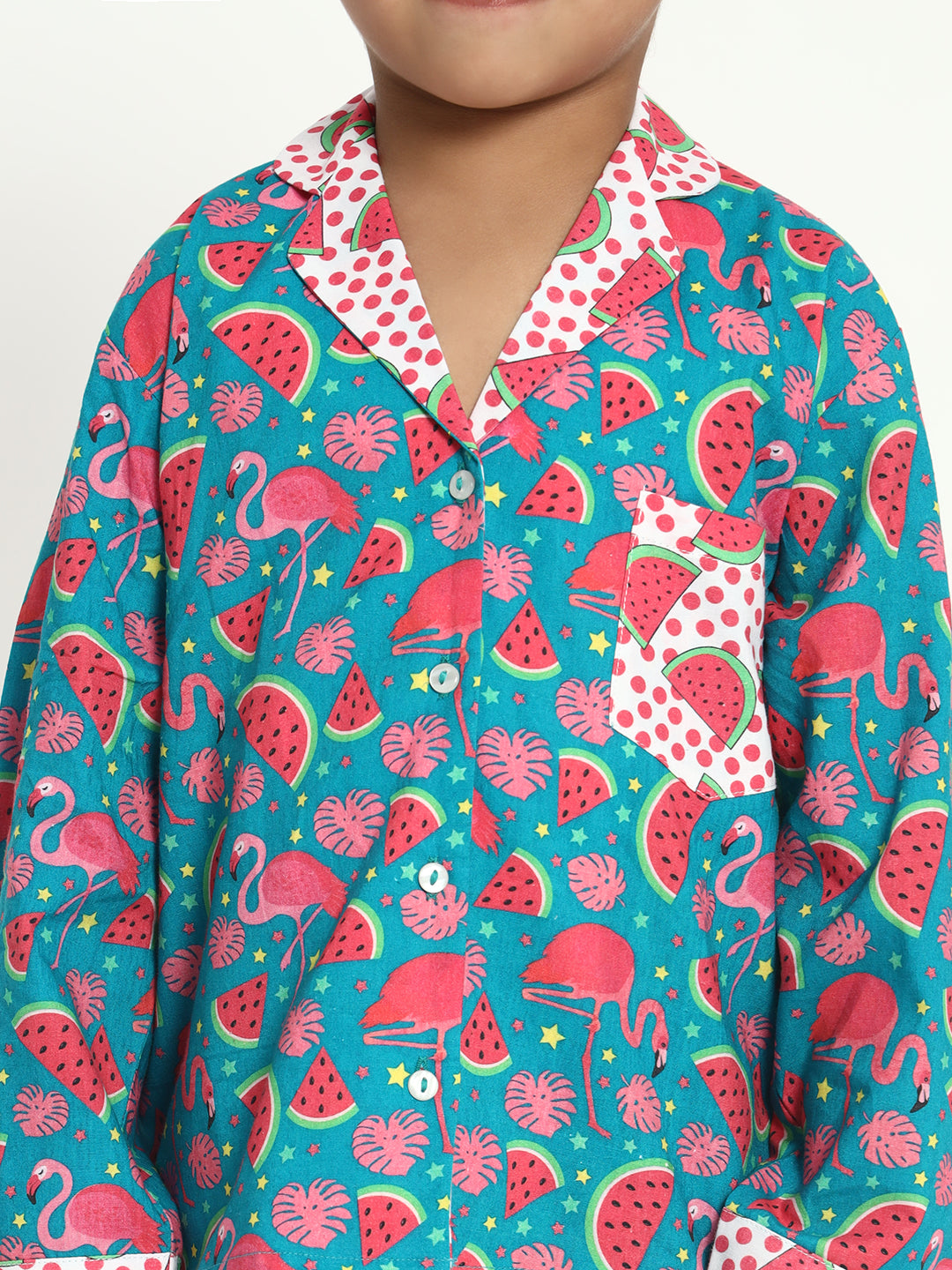 Flamingo print Cotton Kids Night Suit