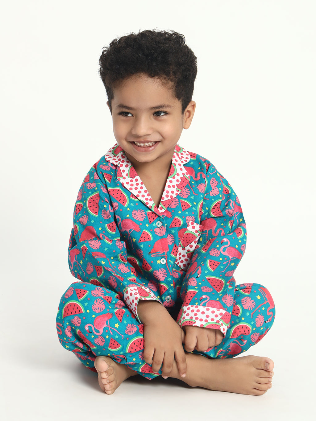 Flamingo print Cotton Kids Night Suit
