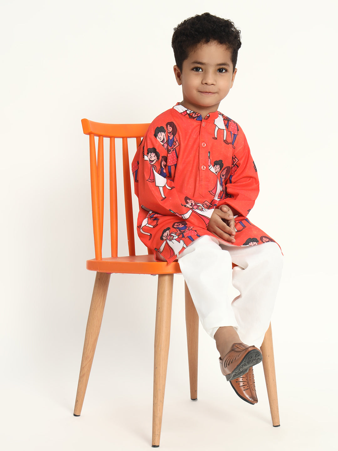 Selfie Together Rakhi Print Pajama Kurta Set