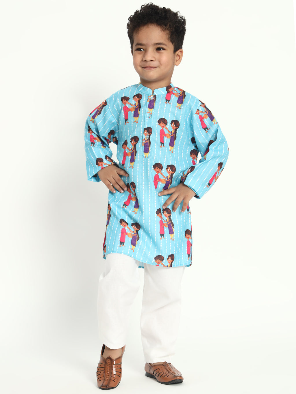 Brother And Sister Rakhi Print Pajama Kurta Set