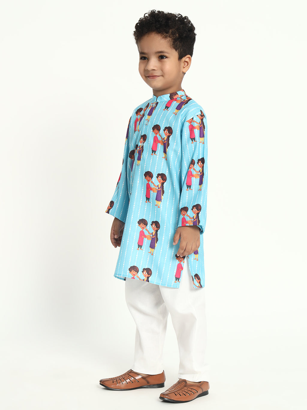 Brother And Sister Rakhi Print Pajama Kurta Set