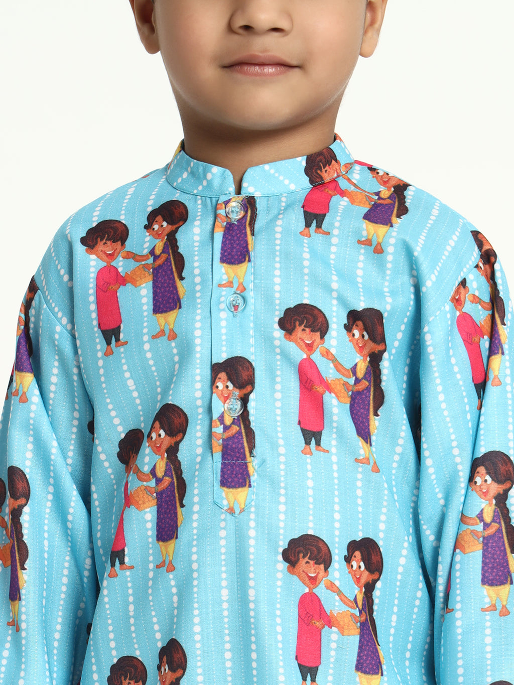 Brother And Sister Rakhi Print Pajama Kurta Set