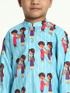 Brother And Sister Rakhi Print Pajama Kurta Set