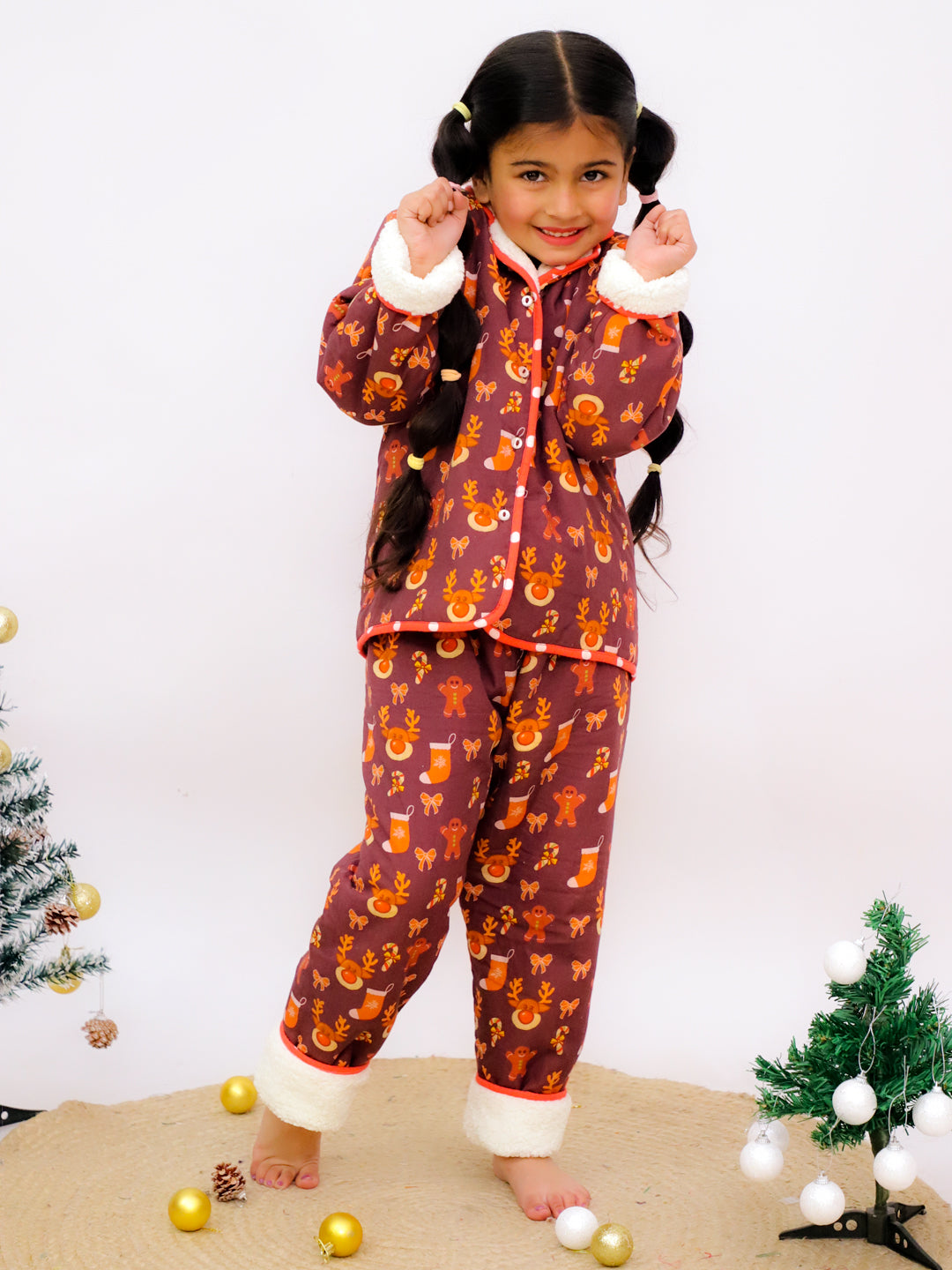Happy Reindeer ! Warm Sherpa Nightwear Pj Set